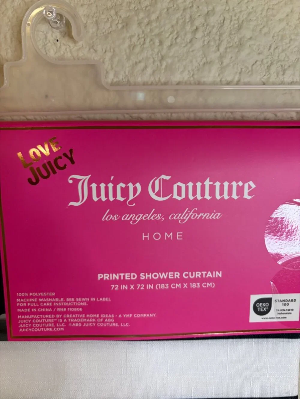 Juicy Couture Leopard Stripe Black White Shower Curtain 72x72 NWT